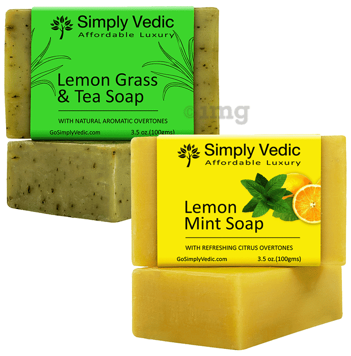 Simply Vedic Combo Pack of Affordable & Luxury Soap (100gm Each) Lemongrass and Tea & Lemon Mint