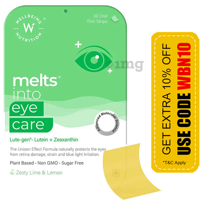 Wellbeing Nutrition Melts Into Eye Care Oral Thin Strip Zesty Lime & Lemon Sugar Free