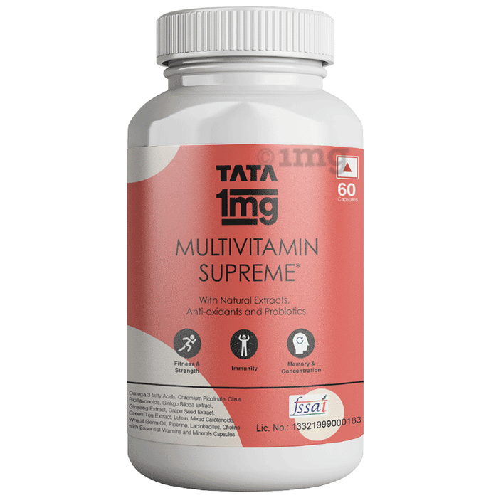 Tata 1mg Multivitamin Supreme, Zinc, Calcium and Vitamin D Capsule for Immunity, Energy, Overall Health