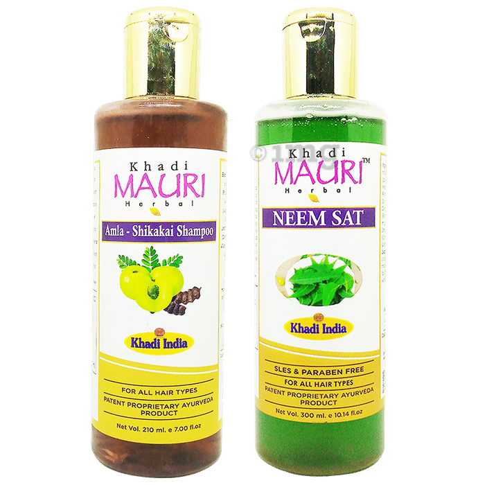 Khadi Mauri Herbal  Neem Sat (300ml) & Amla Shikakai (210ml) Shampoo