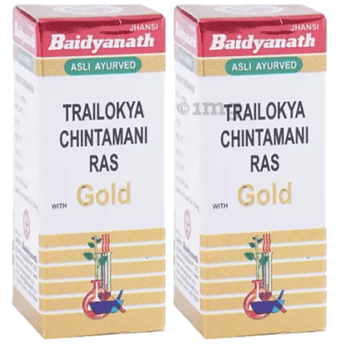Baidyanath (Jhansi) Trailokya Chintamani Ras with Gold (10 Each)