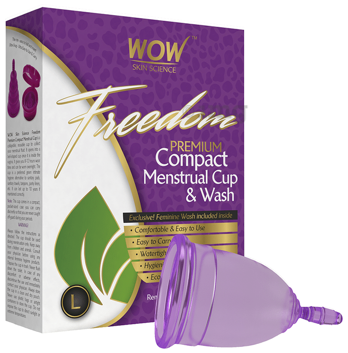 WOW Skin Science Freedom Premium Compact Menstrual Cup & Wash Large