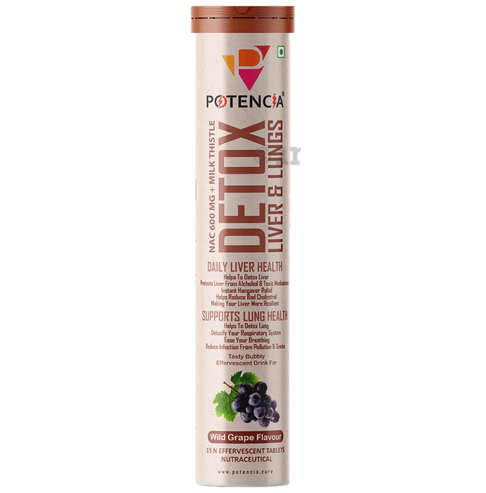 Potencia Detox Liver & Lungs Effervescent Tablet (15 Each) Wild Grape No Added Sugar