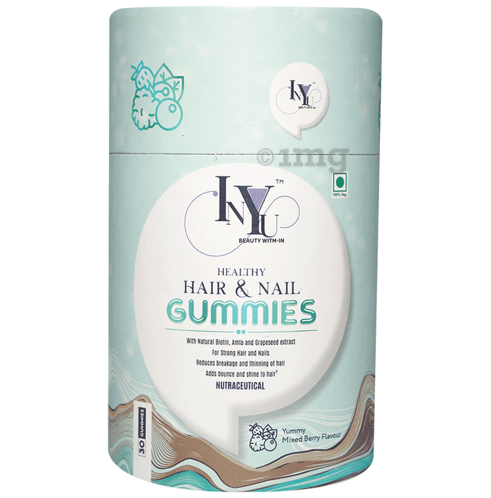 INYU Beauty With-In Healthy Hair & Nail Gummies Yummy Mixed Berry