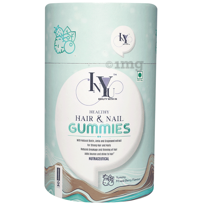 INYU Beauty With-In Healthy Hair & Nail Gummies Yummy Mixed Berry