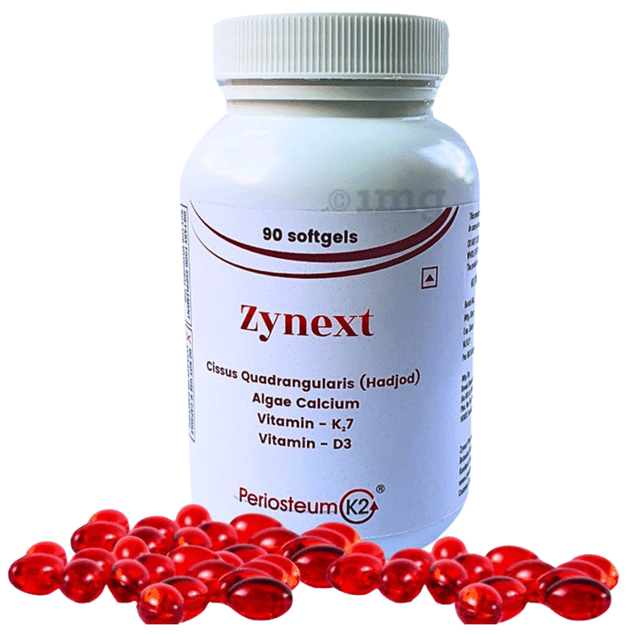 Zynext Cissus quadrangularis (Hadjod) with Algae Calcium,Vitamin D3,Vitamin k2 Soft Gels
