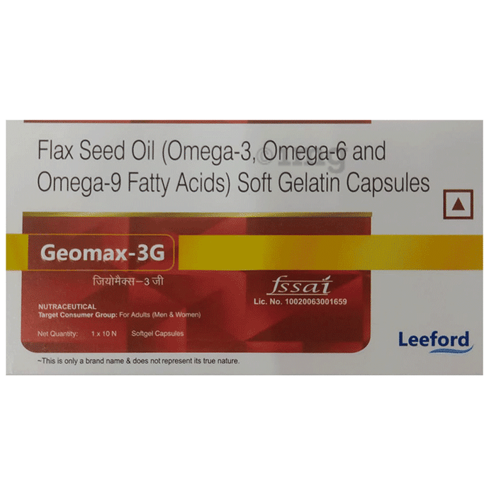 Leeford Geomax 3G with Omega 3-6-9 | Softgel Capsule for Healthy Liver, Brain, Heart, Immunity, Eyes & Joints
