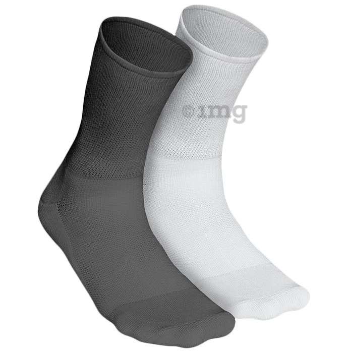 Heelium Diabetic Bamboo Socks Grey White Free Size