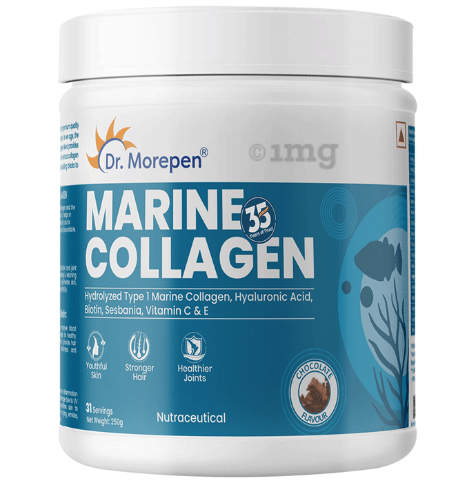 Dr. Morepen Marine Collagen with Hyaluronic Acid, Vitamin C & Biotin | Chocolate