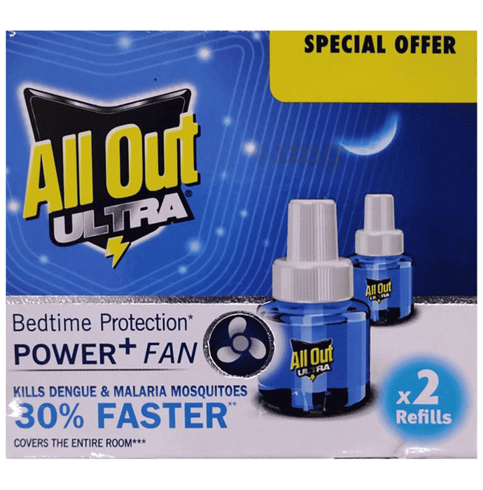 All Out Ultra Bedtime Protection Power+ Fan Refill Pack (45ml Each)