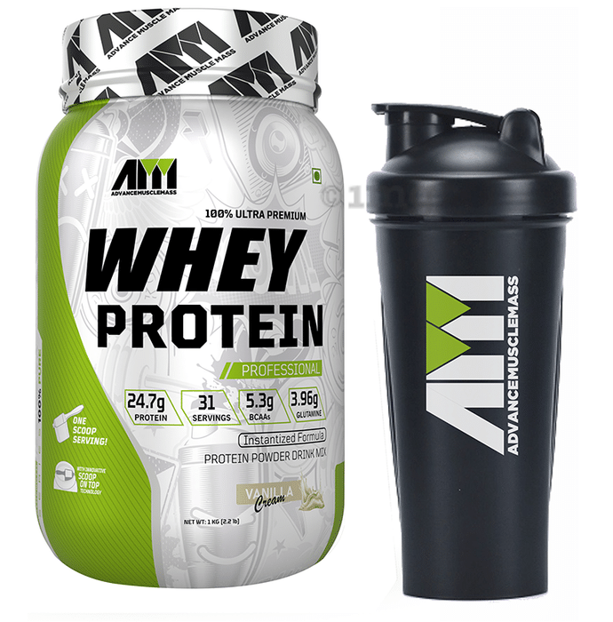 Advance MuscleMass 100% Ultra Premium Whey Protein Powder Vanilla Cream with Shaker 700ml