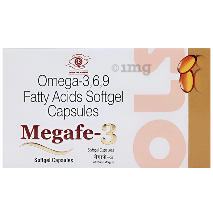 Megafe Megafe 3 100% Veg Omega 3,6,9 Fatty Acids 500mg Capsule for Women & Men (10 Each)