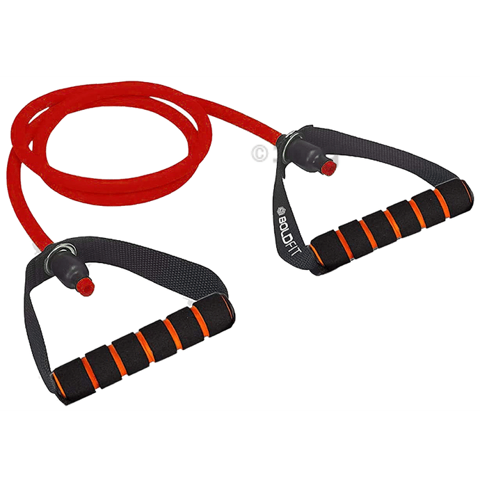 Boldfit Resistance Tube with Foam Handles, Door Anchor for Exercise & Stretching Red 10kg