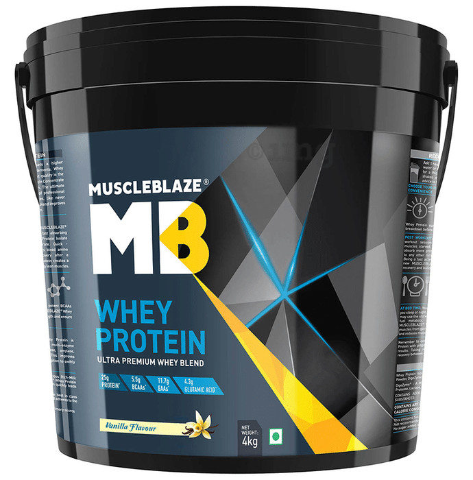 MuscleBlaze Whey Isolate Protein Blend Powder | Added Digestive Enzymes & Glutamic Acid | For Muscle Gain | Flavour Vanilla