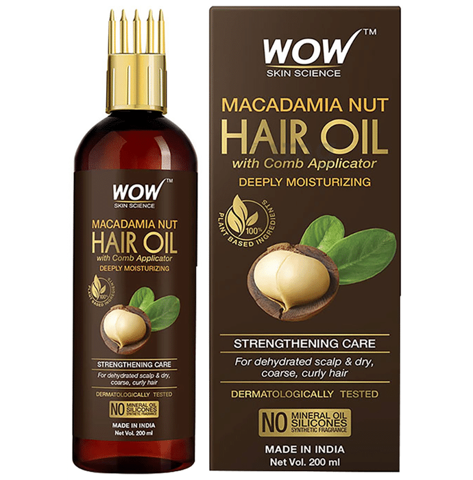 WOW Skin Science Macadamia Nut Hair Oil with Comb Applicator