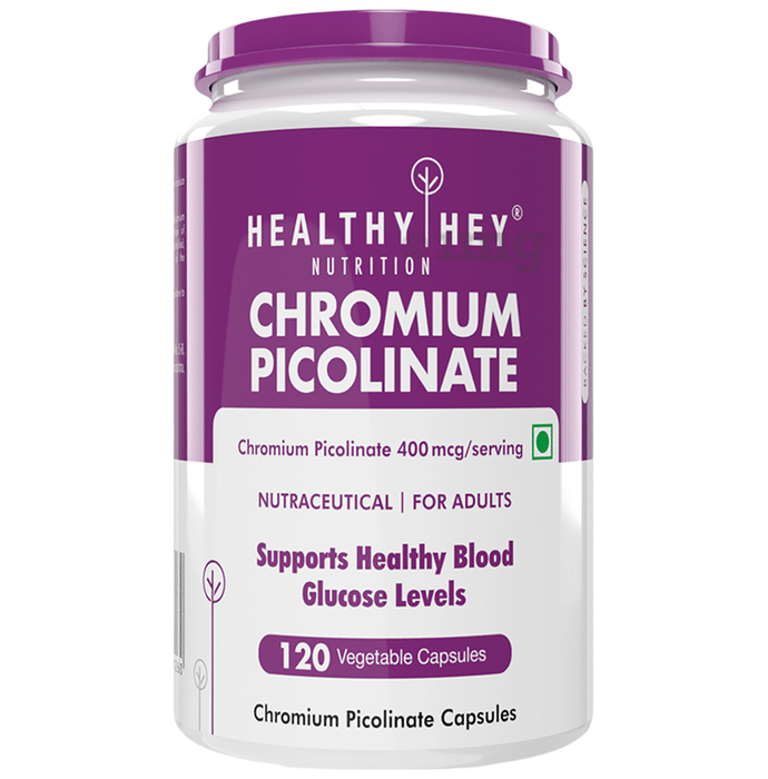 HealthyHey Nutrition Chromium Picolinate 400mcg | Veg Capsule for Healthy Blood Glucose Levels