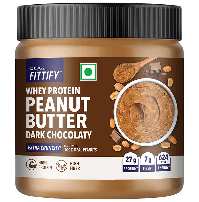 Saffola Fittify Whey Protein Peanut Butter Dark Chocolaty Extra Crunchy