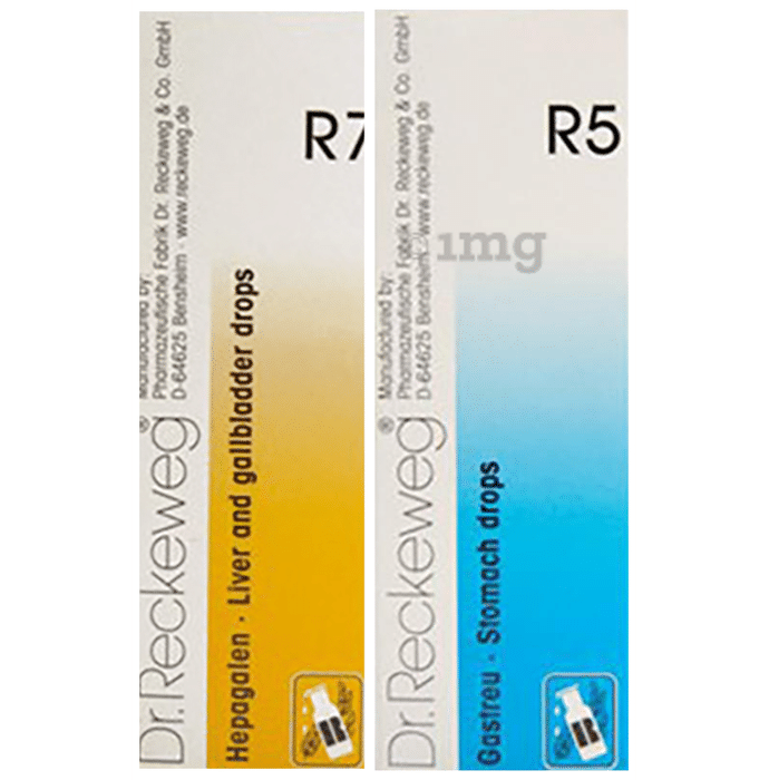 Combo Pack of Dr. Reckeweg R5 Stomach and Digestion Drop & Dr. Reckeweg R7 Liver and Gallbladder Drop (22ml Each)