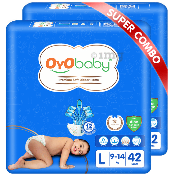 Oyo Baby Premium Soft with Aloe Anti-Rash Shield Diaper Pants (42 Each) Large