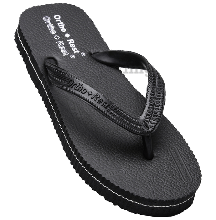 Ortho + Rest Unisex Hawaii Chappal Orthopedic Comfort, Bathroom Rubber Flip-Flops Black 5