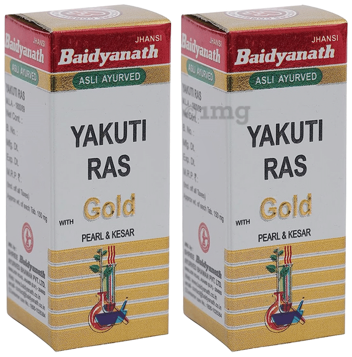 Baidyanath (Jhansi) Yakuti Ras with Gold Pearl & Kesar (10 Each)