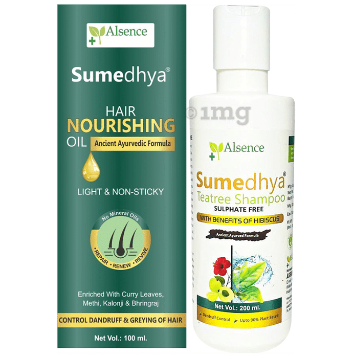 Alsence Combo Pack of Sumedhya Hair Nourishing Oil (100ml) and Sumedhya Teatree Shampoo (200ml)