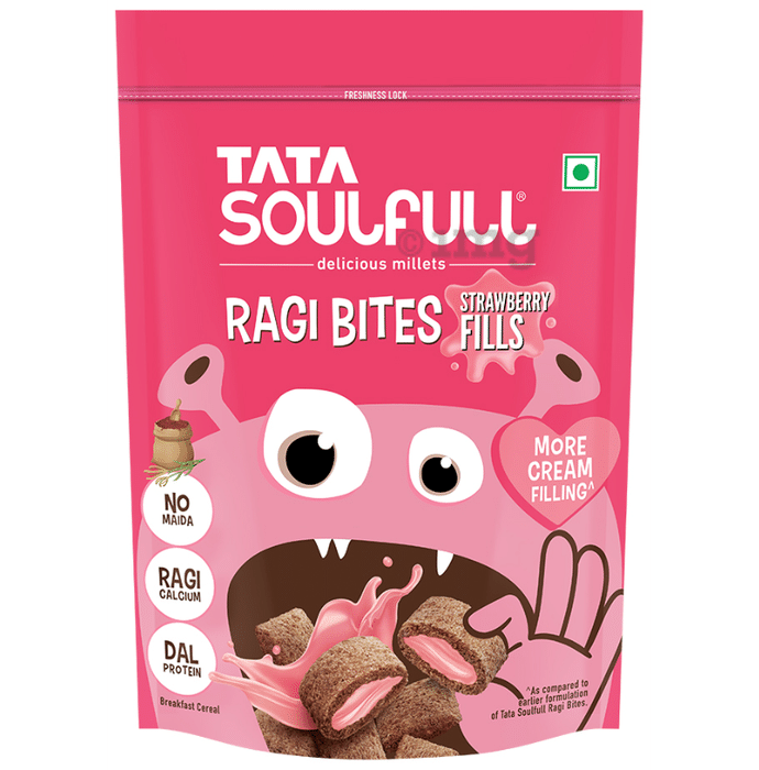 Tata Soulfull Ragi Bites with Protein & Calcium | Flavour Strawberry Fills