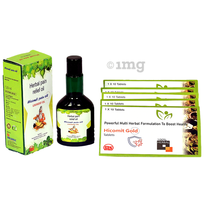 Metabolic Life Sciences Combo Pack of Hicomit Pain Oil (100ml) & Hicomit Gold Tablets (5)