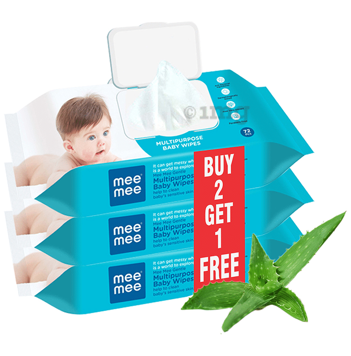 Mee Mee Multipurpose Baby Wet Wipes (72 Each) Buy 2 Get 1 Free