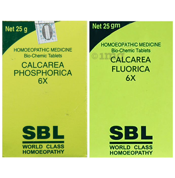 SBL Combo Pack of Calcarea Fluorica Biochemic Tablet 6X & Calcarea Phosphorica Biochemic Tablet 6X (25gm Each)