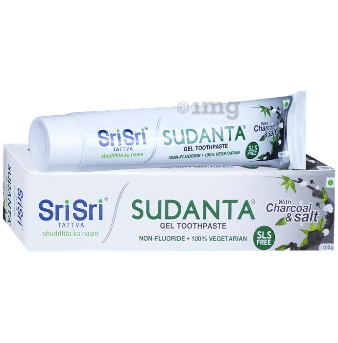 Sri Sri Tattva Sudanta Toothpaste | Non-Fluoride & 100% Vegetarian with Charcoal & Salt