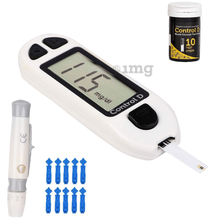 Haiden CDW10 Control D Blood Glucose Monitoring System with Lancet (10) & Strip (10) White