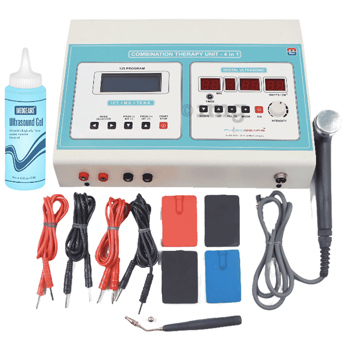 Physiogears 4 In 1 Ultrasonic Ift Tens Ms Physiotherapy Machine Electrotherapy Combo For All Pain Relief