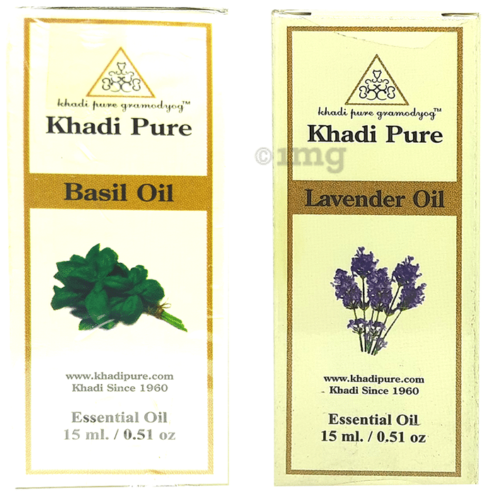 Khadi Pure Combo Pack of Basil Oil & Lavender Oil (15ml Each)