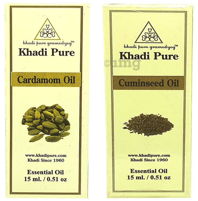 Khadi Pure Combo Pack of Cardamom Oil & Cuminseed Oil (15ml Each)