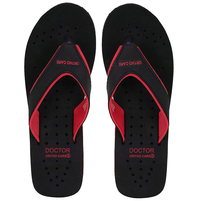 Doctor Extra Soft Ortho Care Orthopaedic Diabetic Pregnancy Comfort Flat Flipflops Slippers For Women Black Red 8