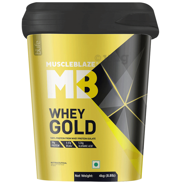 MuscleBlaze Whey Gold 100% Whey Protein Isolate | With Digestive Enzymes | Powder for Muscle Synthesis | Flavour Powder Rich Milk Chocolate