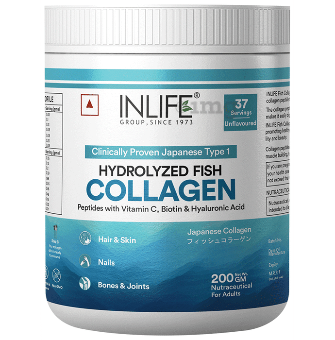 Inlife Japanese Marine Collagen Supplements| Fish Collagen Powder for Skin & Hair Powder Unflavored