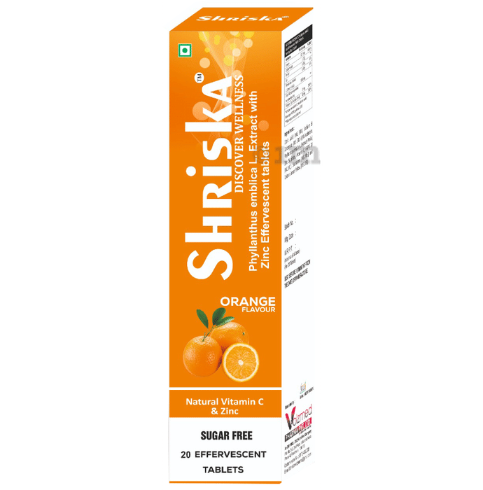 Shriska Vitamin C & Zinc Effervescent Tablet Sugar Free Orange