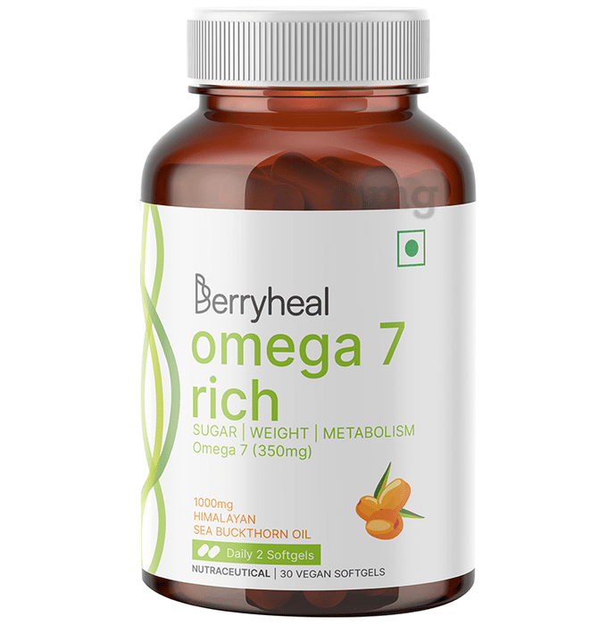 Berryheal Omega 7 Rich Life Oil Sea Buckthorn Berry Fruit Oil Vegan Capsule (30 Each)