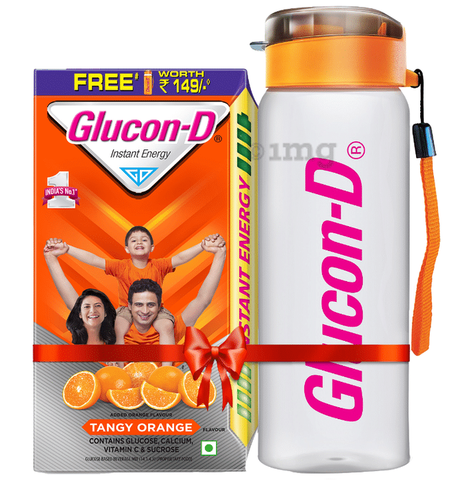 Glucon-D Instant Energy Health Drink Tangy Orange with Sipper Free
