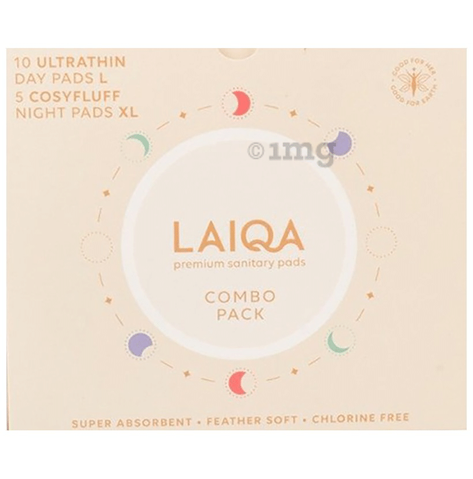 Laiqa Premium Sanitary Pads Combo Pack (20L + 10XL) with 4 Panty Liner Free