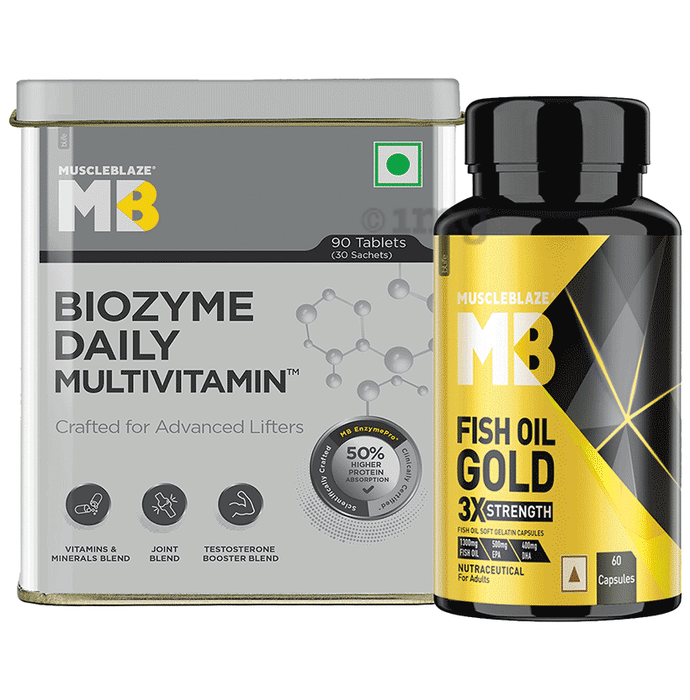 Muscleblaze MB Combo Pack of Fish Oil 60 Capsule & Biozyme Daily Multivitamin 90 Tablet