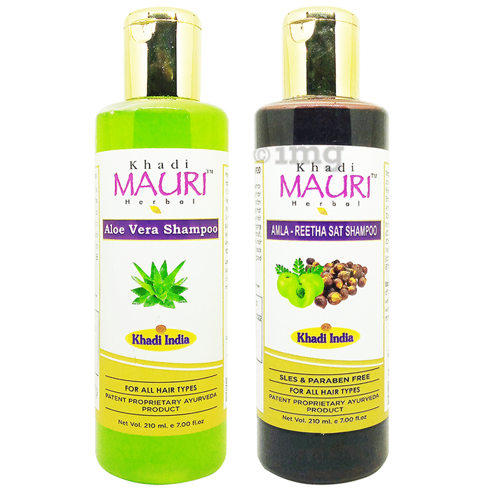 Khadi Mauri Herbal  Aloe Vera & Amla Reetha Shampoo (210ml Each)