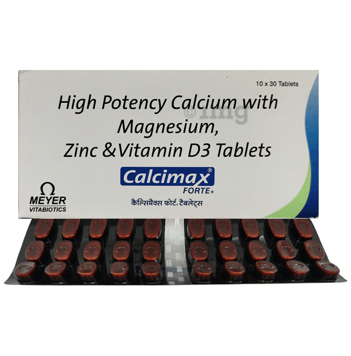 Calcimax Forte+ Calcium Tablet with Magnesium, Zinc & Vitamin D3 | Nutrition Formula with Essential Minerlas | For Bone, Joint & Muscle Care
