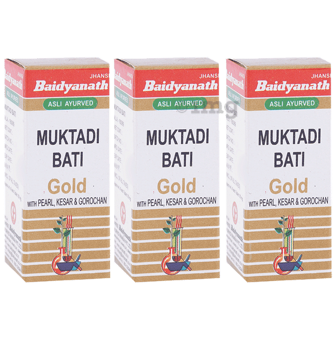 Baidyanath (Jhansi) Muktadi Bati Gold with Pearl, Kesar & Gorochan