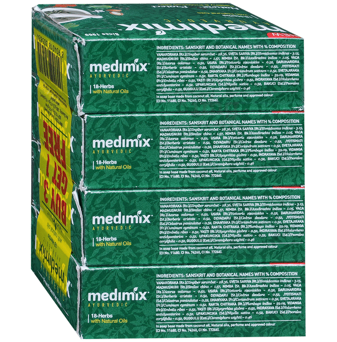 Medimix Ayurvedic 18 Herbs Soap 75gm Each Buy 3 Get 1 Free Buy