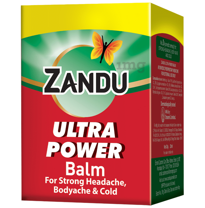 Zandu Ultra Power Balm | For Pain Relief from Strong Headache, Bodyaches & Cold | Bone, Joint & Muscle Care