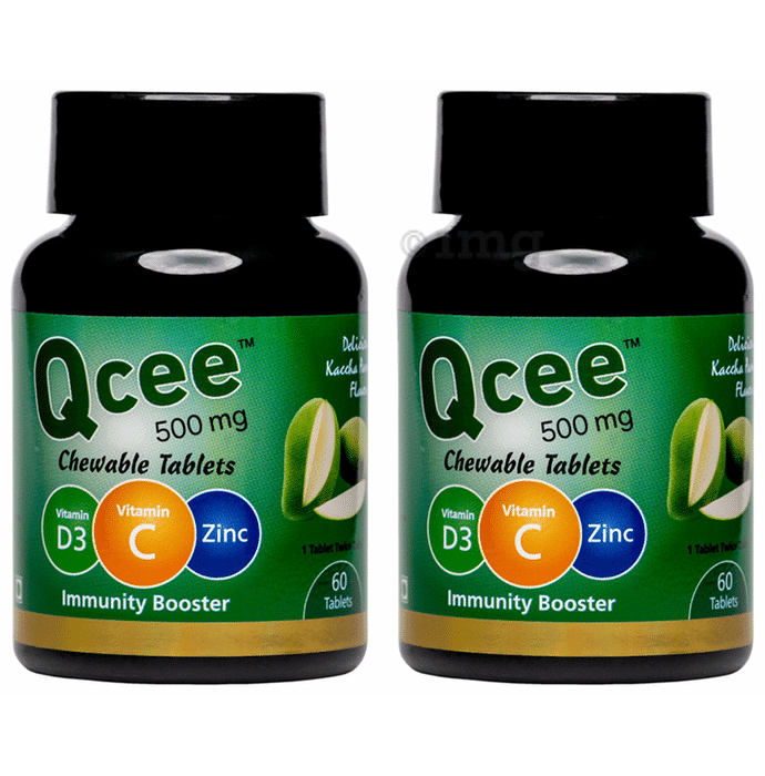 Qcee 500mg Chewable Tablet Delicious Kaccha Aam Flavour (60 Each)
