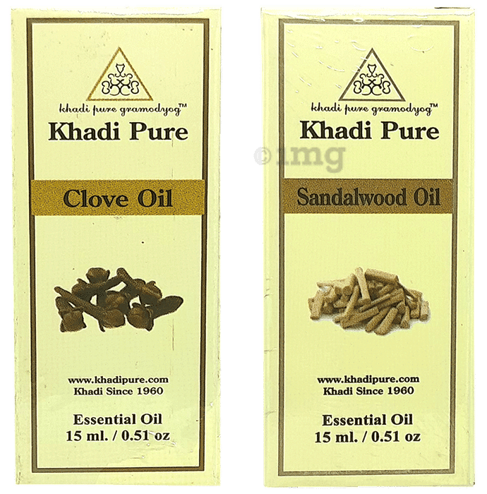 Khadi Pure Combo Pack of Clove Oil & Sandalwood Oil (15ml Each)